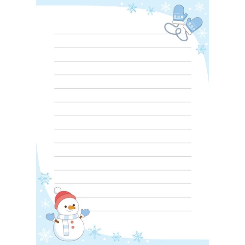 雪だるまの便箋 (お便り・フレーム/フレーム・テンプレートの介護イラスト素材)のイラスト