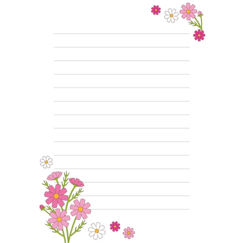 コスモスの便箋 (お便り・フレーム/フレーム・テンプレートの介護イラスト素材)のイラスト