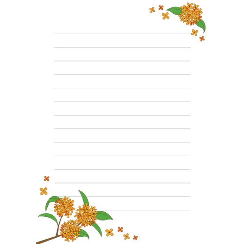 キンモクセイの便箋 (お便り・フレーム/フレーム・テンプレートの介護イラスト素材)のイラスト