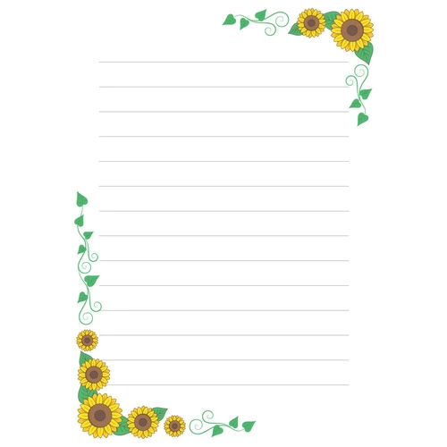 ひまわりの便箋 (お便り・フレーム/フレーム・テンプレートの介護イラスト素材)のイラスト