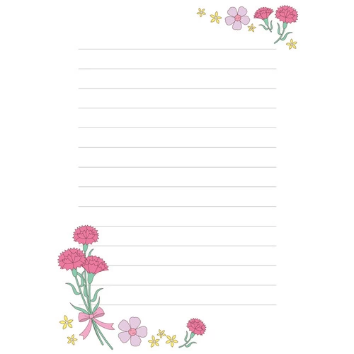 カーネーションの便箋（お便り・フレーム/フレーム・テンプレート） (お便り・フレーム/フレーム・テンプレートの介護イラスト素材)のイラスト