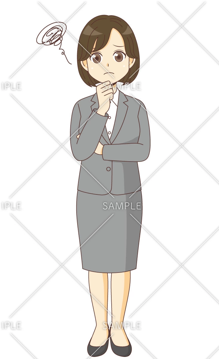 困っているスーツを着た女性