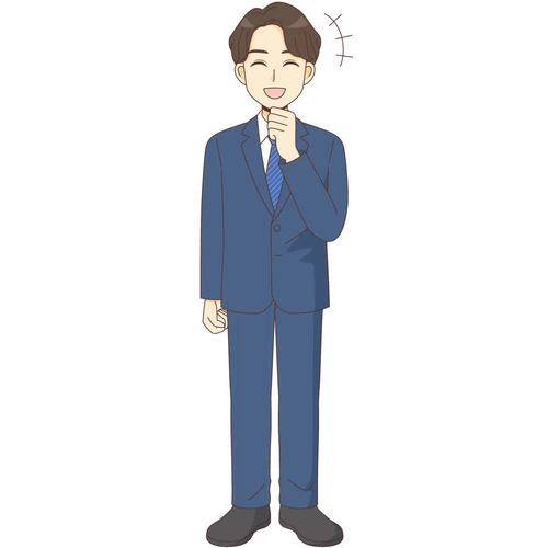 笑っているスーツを着た男性 (管理者・運営スタッフ/介護現場の人物の介護イラスト素材)のイラスト