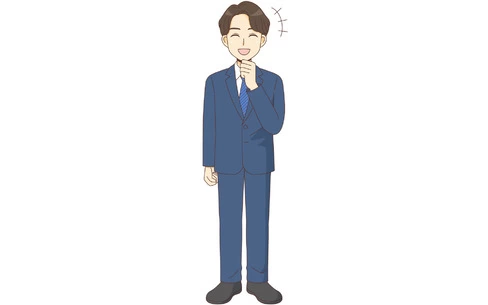 笑っているスーツを着た男性