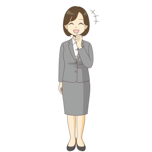 笑っているスーツを着た女性 (管理者・運営スタッフ/介護現場の人物の介護イラスト素材)のイラスト