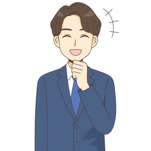 笑っているスーツを着た男性（バストアップ） (管理者・運営スタッフ/介護現場の人物の介護イラスト素材)のイラスト