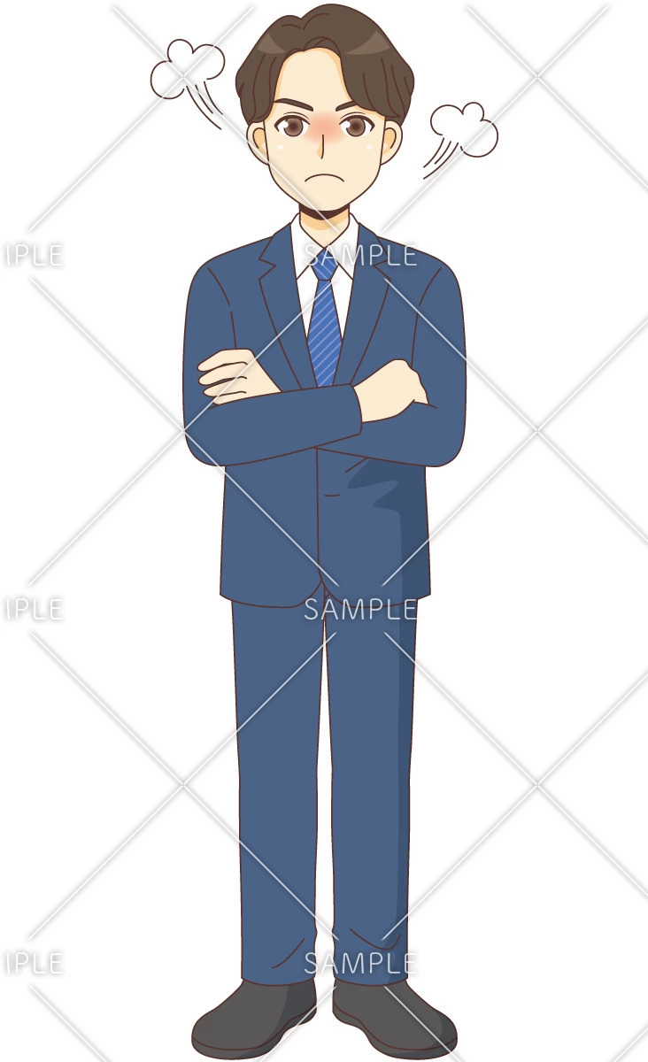 怒っているスーツを着た男性