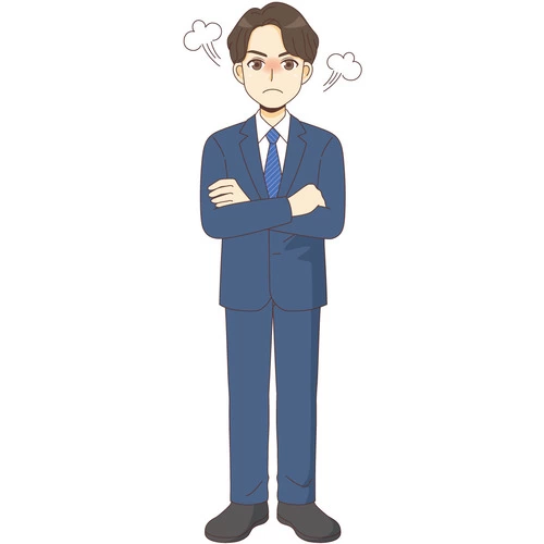 怒っているスーツを着た男性 (管理者・運営スタッフ/介護現場の人物の介護イラスト素材)のイラスト