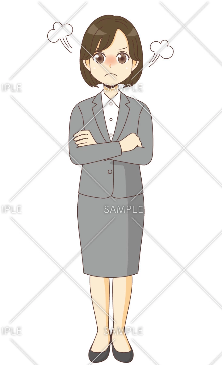 怒っているスーツを着た女性