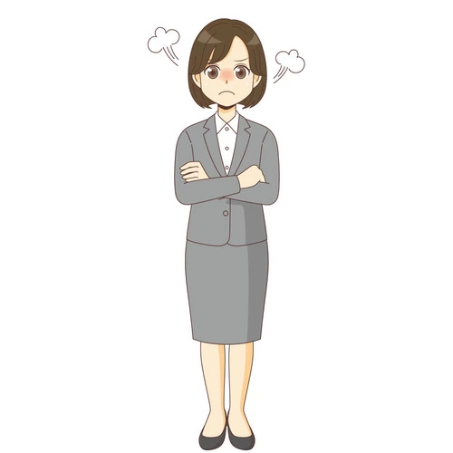 怒っているスーツを着た女性 (管理者・運営スタッフ/介護現場の人物の介護イラスト素材)のイラスト