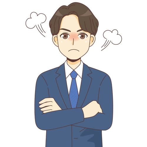 怒っているスーツを着た男性（バストアップ） (管理者・運営スタッフ/介護現場の人物の介護イラスト素材)のイラスト