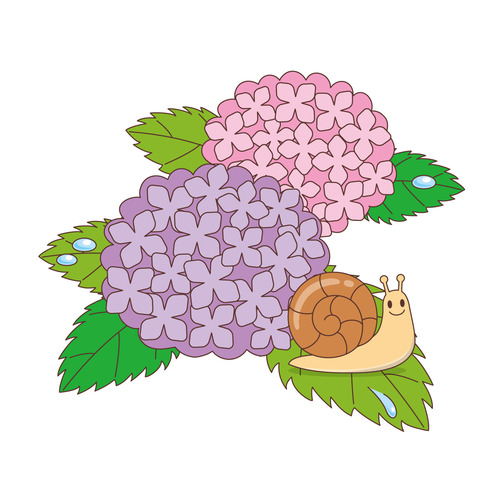 紫陽花とかたつむり（季節・行事/その他一般・装飾）