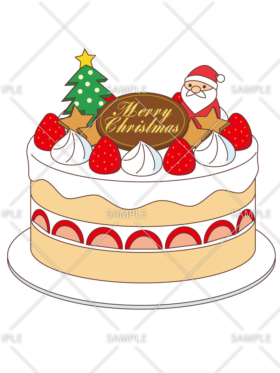 クリスマスケーキ（季節・行事/その他一般・装飾）の無料イラスト | 介護アンテナ