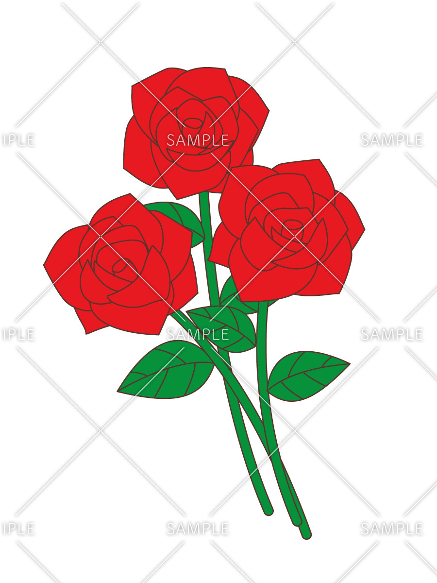 赤い薔薇（お花/その他一般・装飾）のイラスト