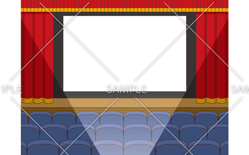 映画館のスクリーンと客席 季節 行事 その他一般 装飾 の無料イラスト 介護アンテナ