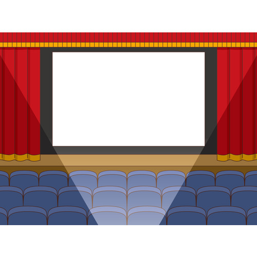 映画館のスクリーンと客席（季節・行事/その他一般・装飾）のイラスト
