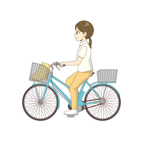自転車で訪問するホームヘルパー（訪問介護・訪問看護/施設・サービス）のイラスト