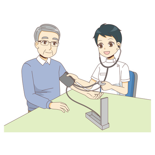 看護師による血圧測定（看護師/医療・病気）のイラスト