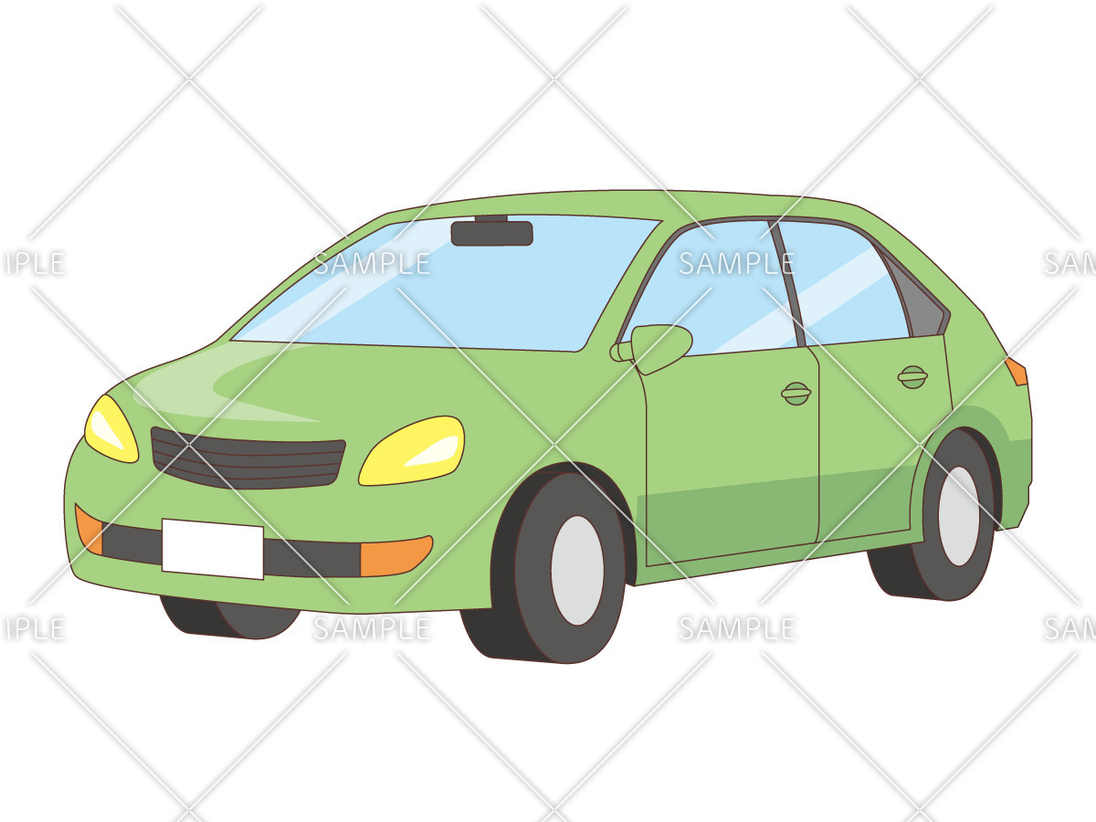 緑色の自動車（訪問介護・訪問看護/施設・サービス）のイラスト