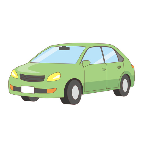 緑色の自動車（訪問介護・訪問看護/施設・サービス）のイラスト
