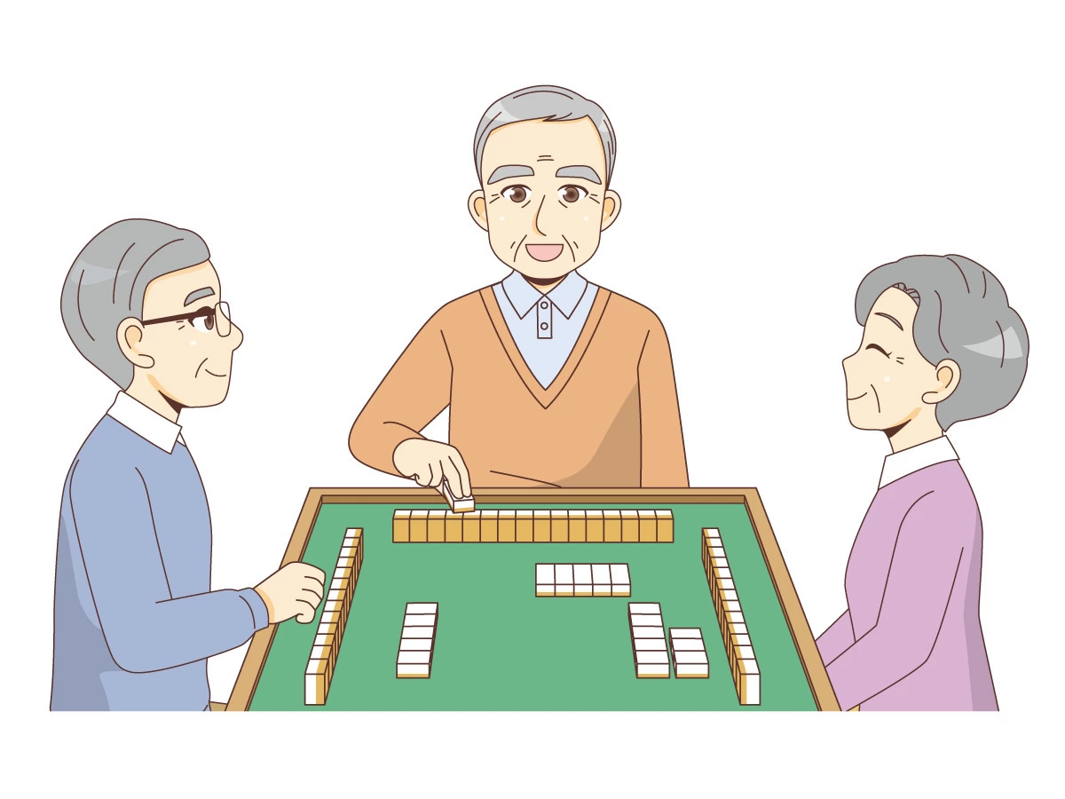 麻雀を楽しむ高齢者 (レク・イベント/介護・生活の介護イラスト素材) | 介護アンテナ