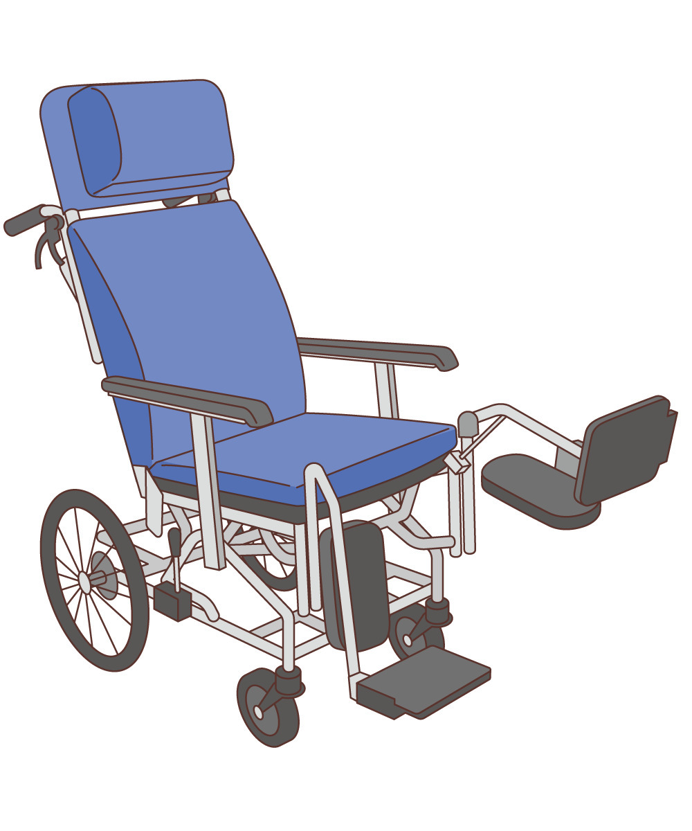 ティルト リクライニングタイプの車椅子 車椅子 電動車椅子 福祉用具 の無料イラスト 介護アンテナ