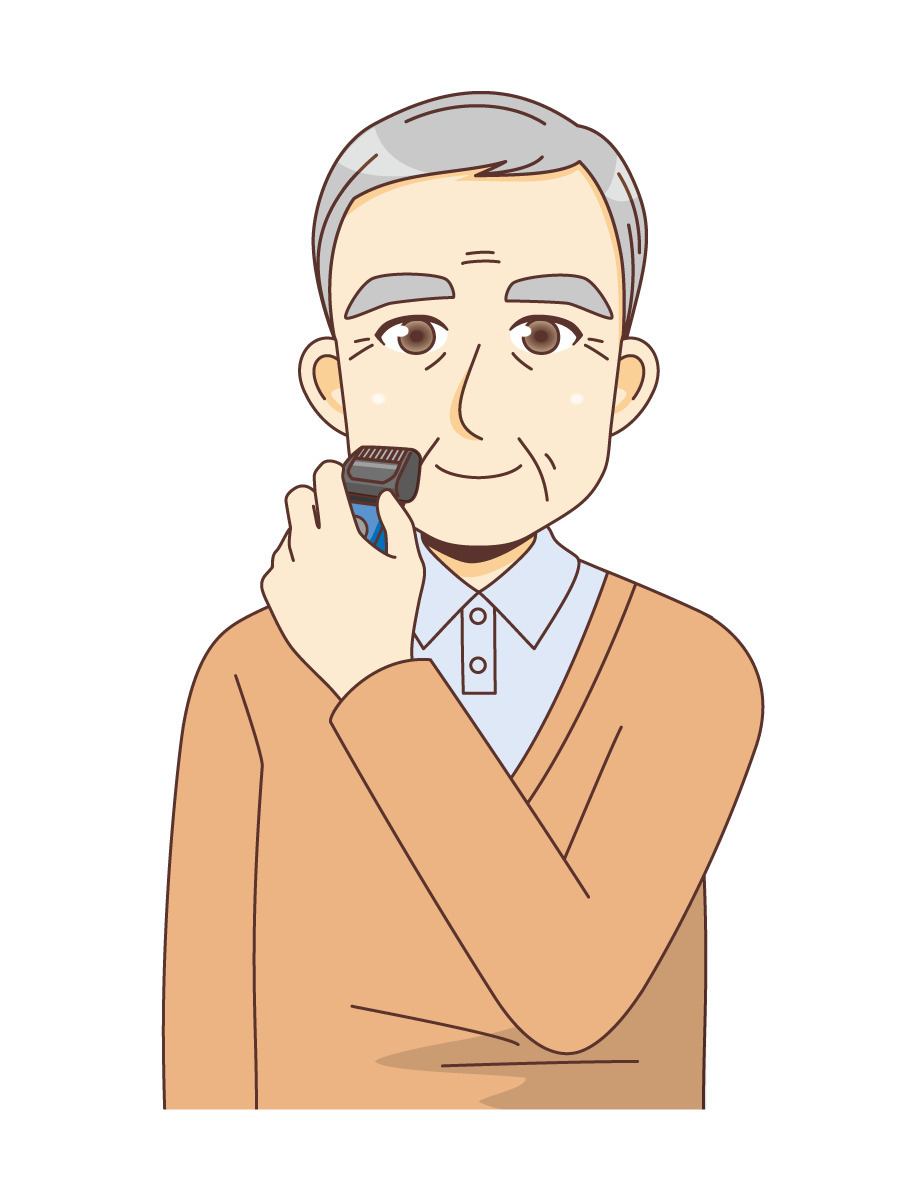 ひげを剃る男性高齢者 高齢者 おばあさん おじいさん 介護現場の人物 の無料イラスト 介護アンテナ