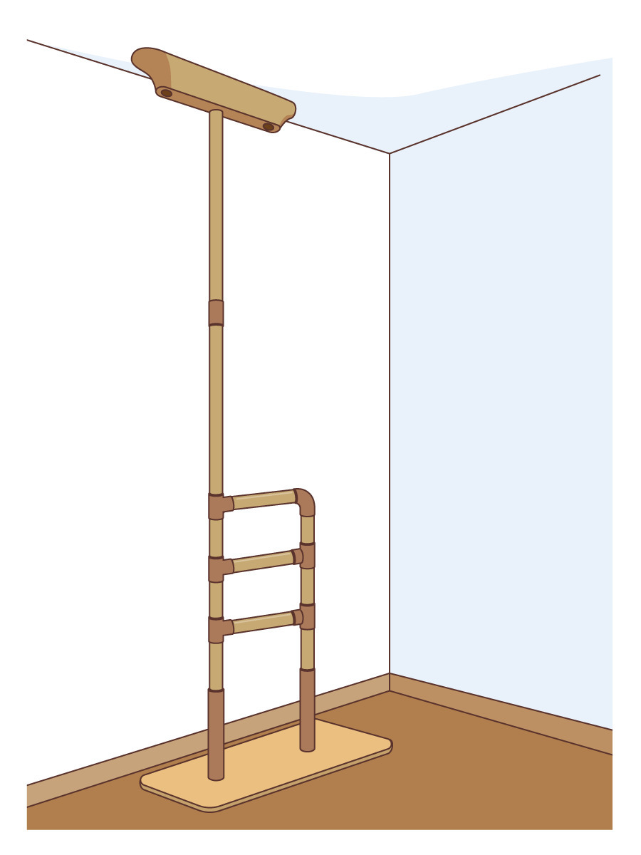天井固定手すり 杖 歩行器 手すり 福祉用具 の無料イラスト 介護アンテナ