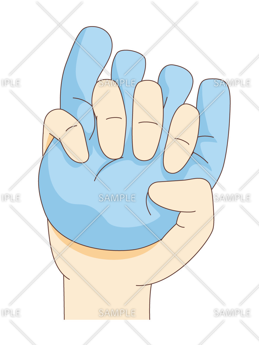 手指の拘縮防止クッション（その他福祉用具（ポータブルトイレ・介護ベッドなど）/福祉用具）のイラスト