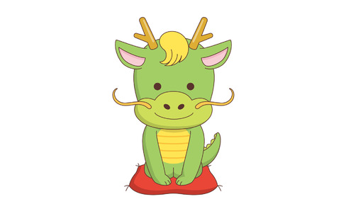 正座するかわいい龍（季節・行事/その他一般・装飾）