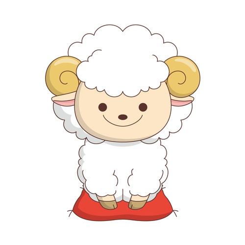 正座するかわいい羊（季節・行事/その他一般・装飾）のイラスト