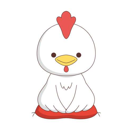 正座するかわいいにわとり（季節・行事/その他一般・装飾）