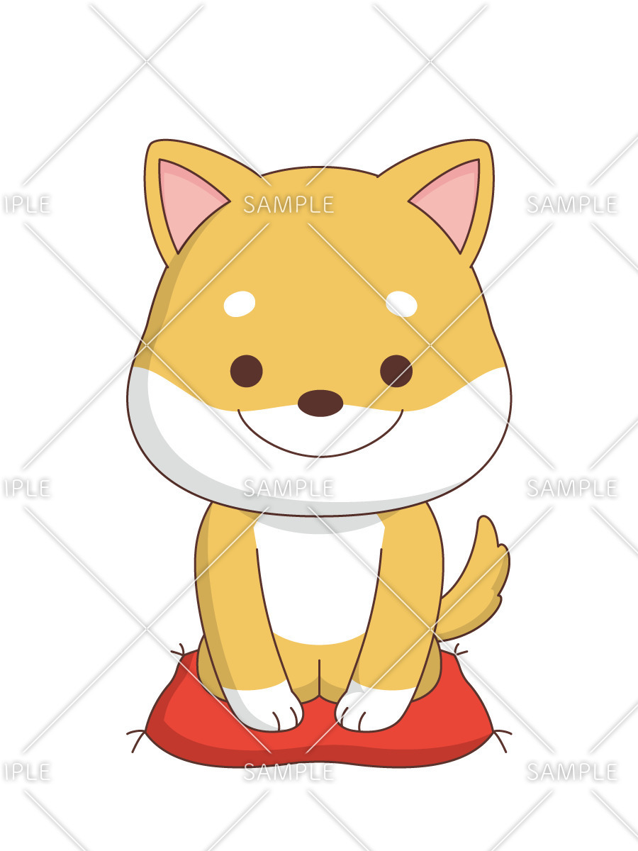 正座するかわいい犬（季節・行事/その他一般・装飾）のイラスト