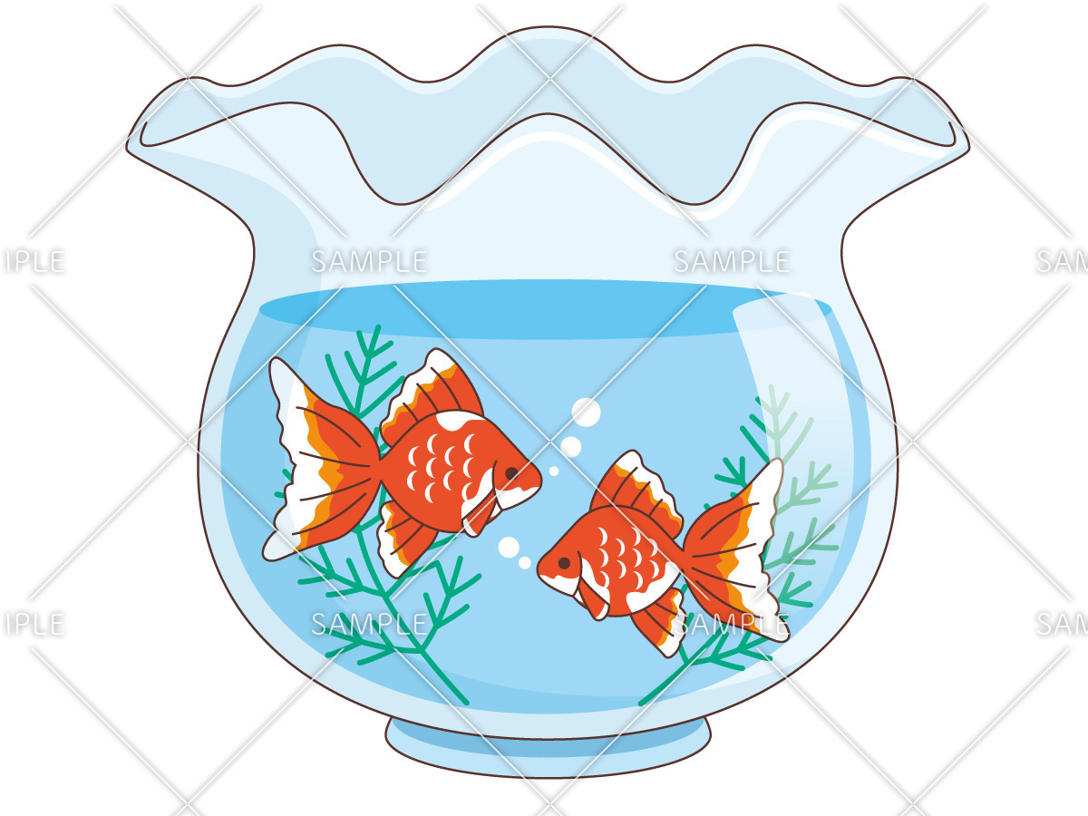 金魚鉢の中の金魚 動物 その他一般 装飾 の無料イラスト 介護アンテナ