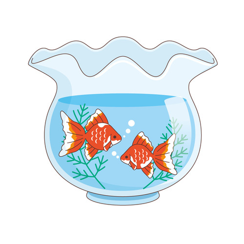 金魚鉢の中の金魚（動物/その他一般・装飾）のイラスト