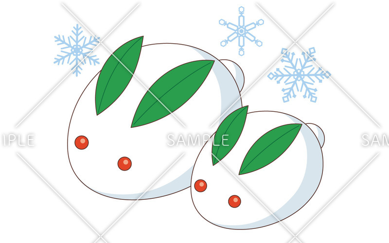 雪で作ったうさぎ（季節・行事/その他一般・装飾）の無料イラスト