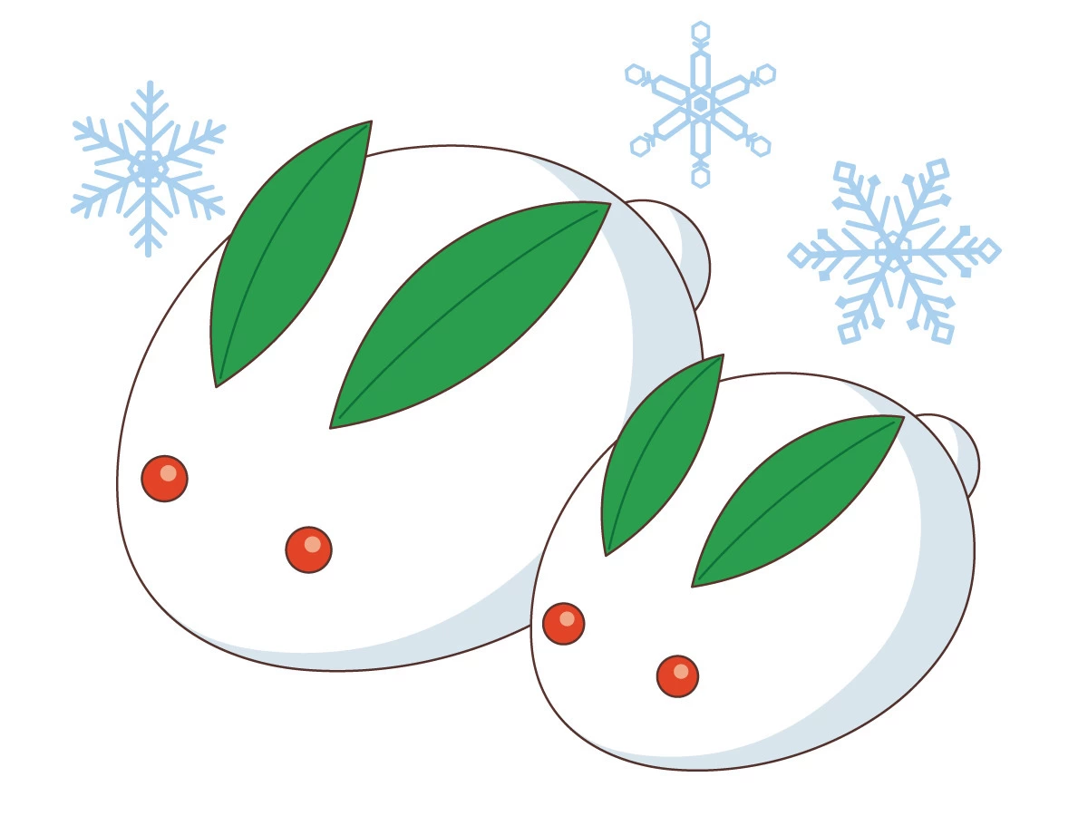 雪で作ったうさぎ（季節・行事/その他一般・装飾）の無料イラスト