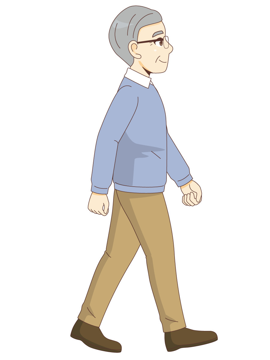 歩く男性高齢者 高齢者 おばあさん おじいさん 介護現場の人物 の無料イラスト 介護アンテナ