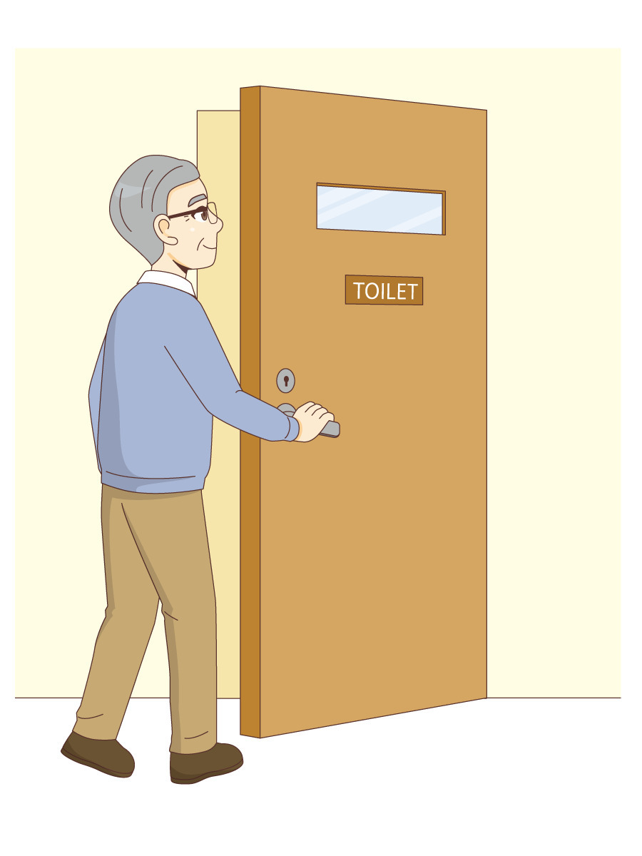 トイレに入る男性高齢者 高齢者 おばあさん おじいさん 介護現場の人物 の無料イラスト 介護アンテナ