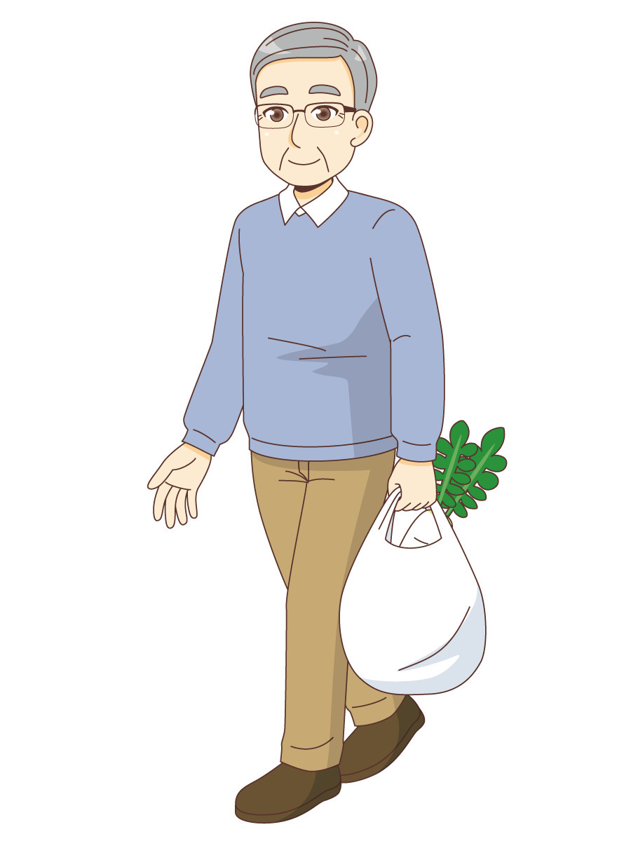 買い物をする男性高齢者 高齢者 おばあさん おじいさん 介護現場の人物 の無料イラスト 介護アンテナ