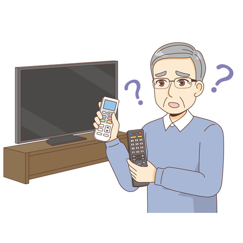 リモコンの区別がつかない男性高齢者（認知症・物忘れ/医療・病気）
