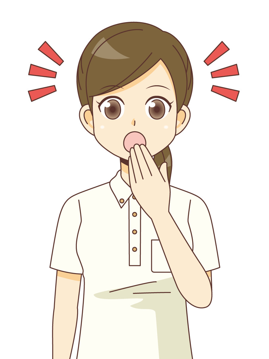 おどろく女性介護職 介護士 ヘルパー 介護現場の人物 の無料イラスト 介護アンテナ