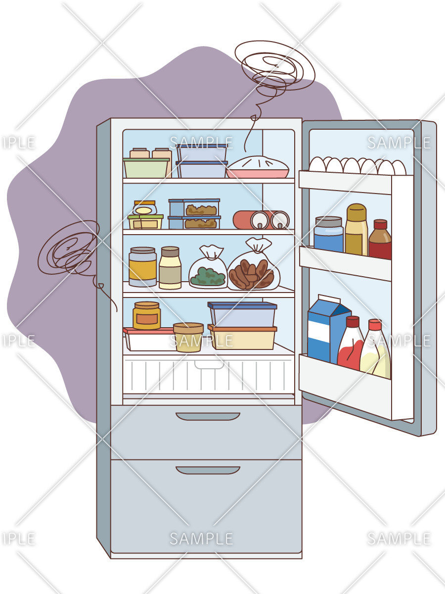 消費期限切れの食品が入っている冷蔵庫（認知症・物忘れ/医療・病気）のイラスト