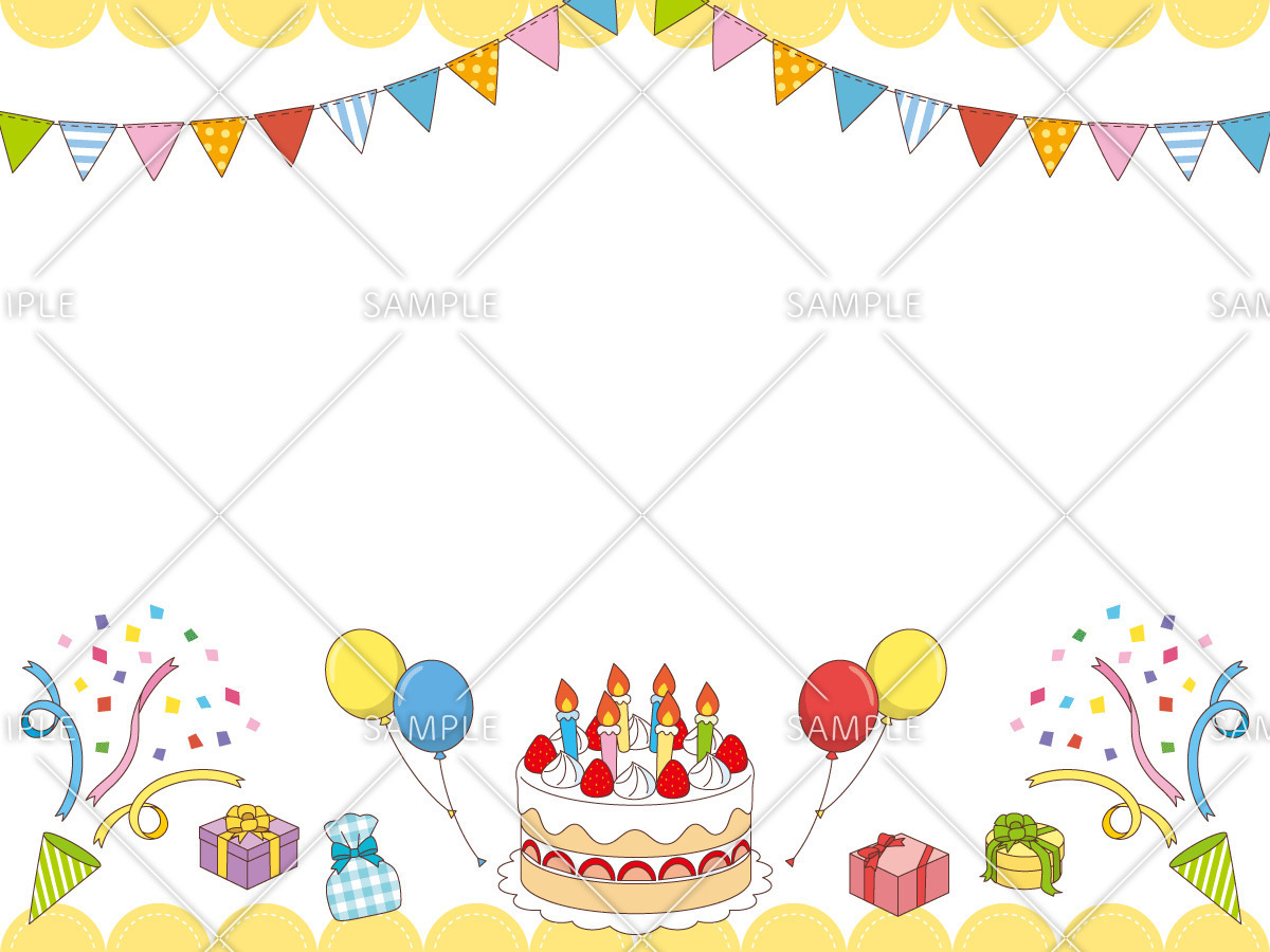 お誕生日カードのフレーム（ケーキ）（お便り・フレーム/フレーム・テンプレート）のイラスト
