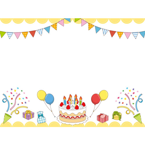 お誕生日カードのフレーム（ケーキ）（お便り・フレーム/フレーム・テンプレート）
