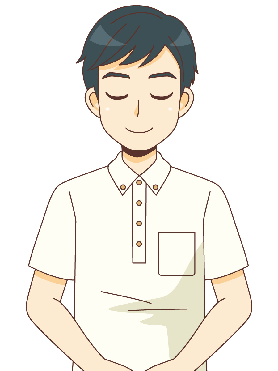 おじぎをする男性介護職 介護士 ヘルパー 介護現場の人物 の無料イラスト 介護アンテナ おじぎをする男性介護職 介護士 ヘルパー 介護現場の人物 の無料イラスト 介護アンテナ