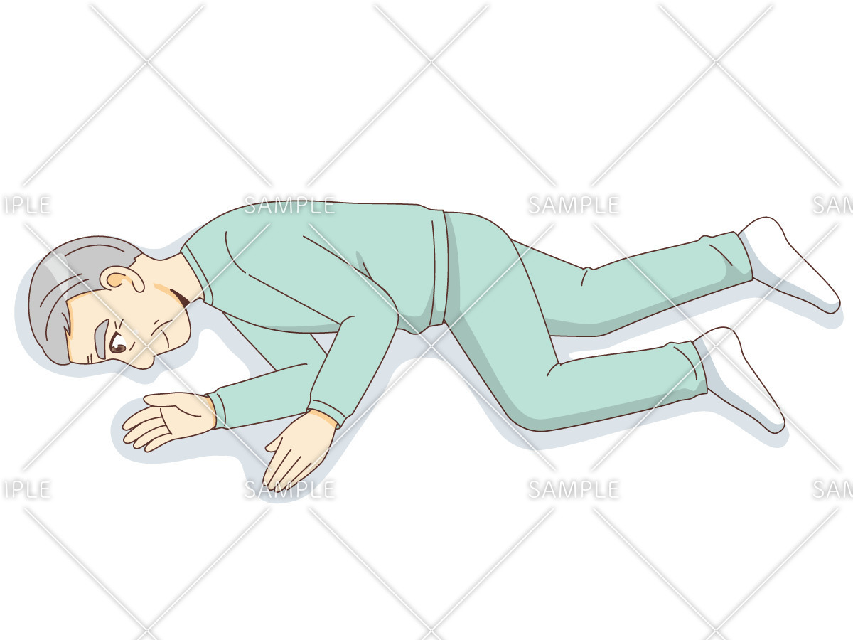 側臥位 上から見た状態 高齢者 おじいさん おばあさん 介護現場の人物 の無料イラスト 介護アンテナ