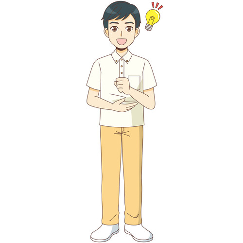 納得する男性介護職（介護士・ヘルパー/介護現場の人物）のイラスト