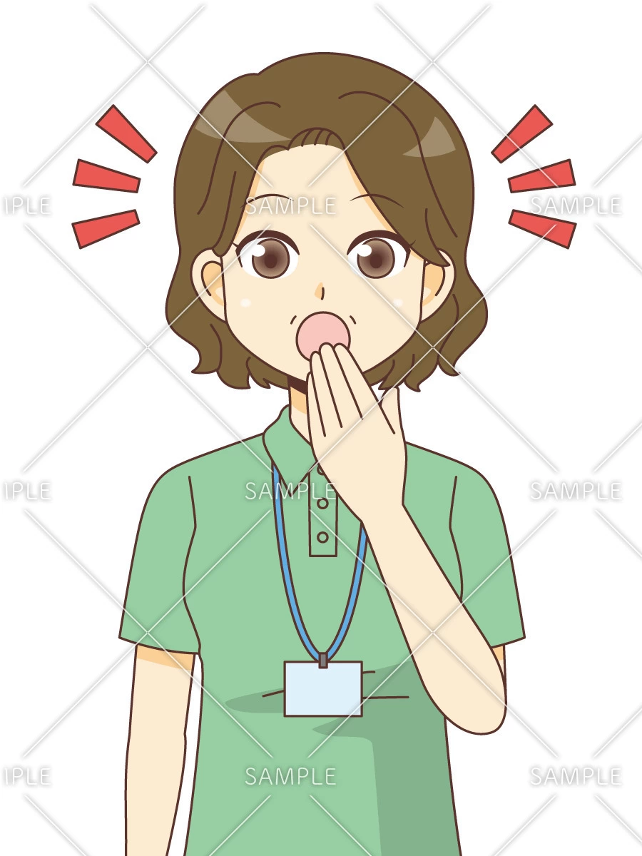 おどろく女性ケアマネジャー（ケアマネジャー・社会福祉士/介護現場の人物）のイラスト