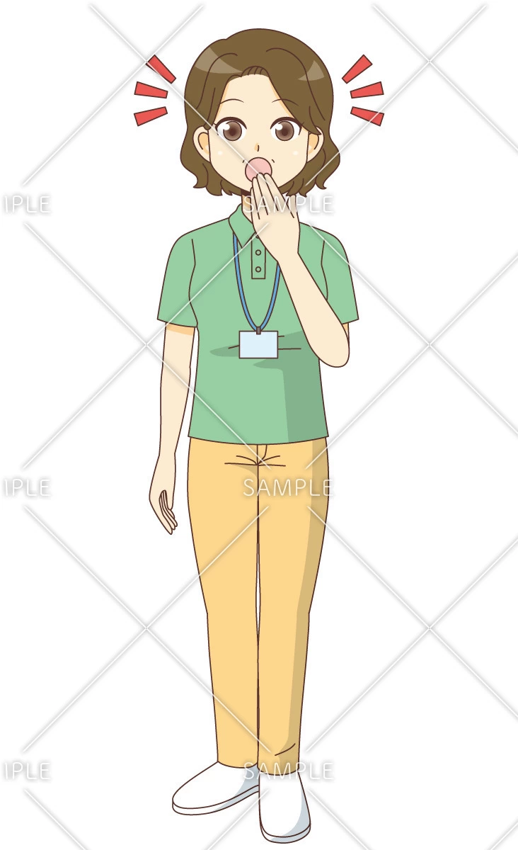 おどろく女性ケアマネジャー（ケアマネジャー・社会福祉士/介護現場の人物）のイラスト